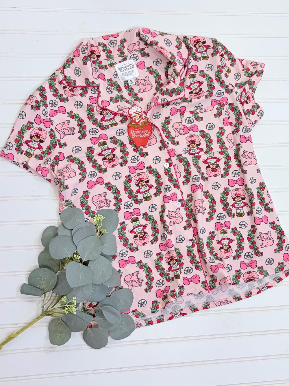 Strawberry Shortcake Button Up PJ Pajama Top
